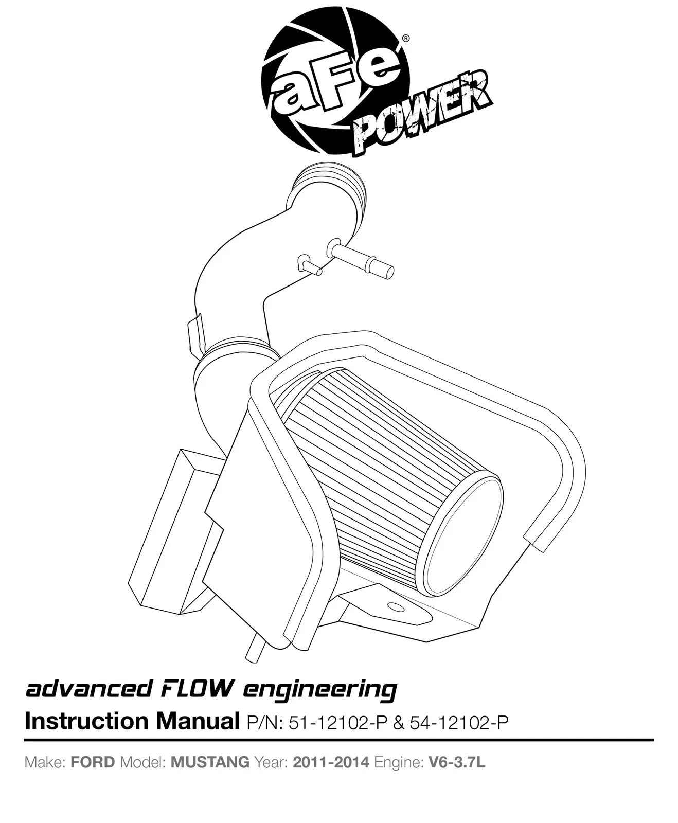 aFe Magnum FORCE Stage-2 Cold Air Intake | Ford Mustang V6 3.7L (11-14) (54-12102-P) (SPF5412102-P)