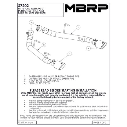 MBRP 2.5in Dual Axle-Back Muffler Delete | Ford Mustang GT (05-09) (S7202304)
