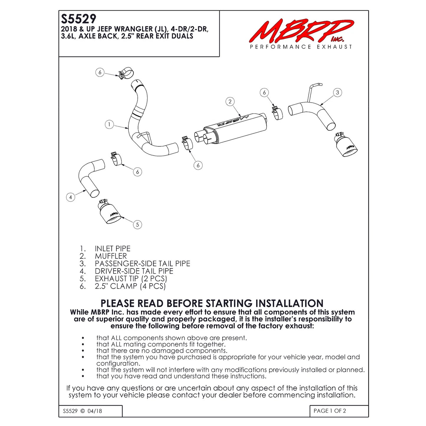 MBRP 2.5in Dual Rear Exit Axle-Back Exhaust System BLK | Jeep Wrangler JL 3.6L V6 (18+) (S5529BLK)