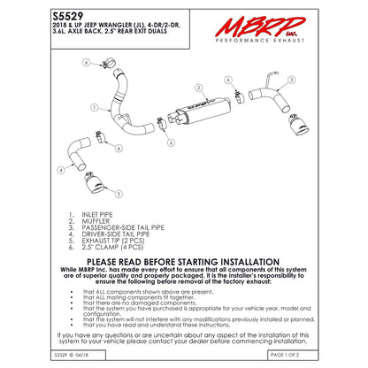 MBRP 2.5in Dual Rear Exit Axle-Back Exhaust System BLK | Jeep Wrangler JL 3.6L V6 (18+) (S5529BLK)