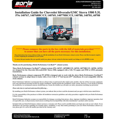 Borla Cat-Back Exhaust System - Touring | Multiple Fitments (140767)