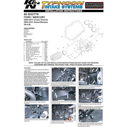 K&N Typhoon Cold Air Intake | Ford Crown Victoria 4.6L V8 / Mercury Grand Marquis 4.6L V8 (10-11) (69-3532TTK)