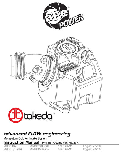 aFe Takeda Momentum Pro 5R Intake | Kia Telluride/Hyundai Palisade 20-22 V6 3.8L (56-70033R)
