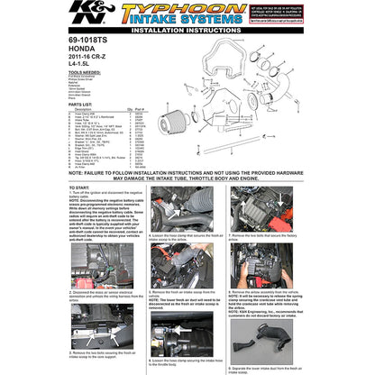 K&N Short Ram Intake | Honda CR-Z (11) (69-1018TS)