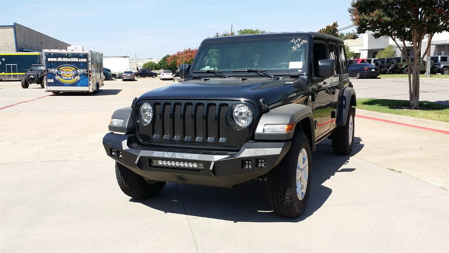 Road Armor 18-20 Jeep Wrangler JL Sport Stealth Front Winch Bumper w/Bar Full Width - Tex Blk