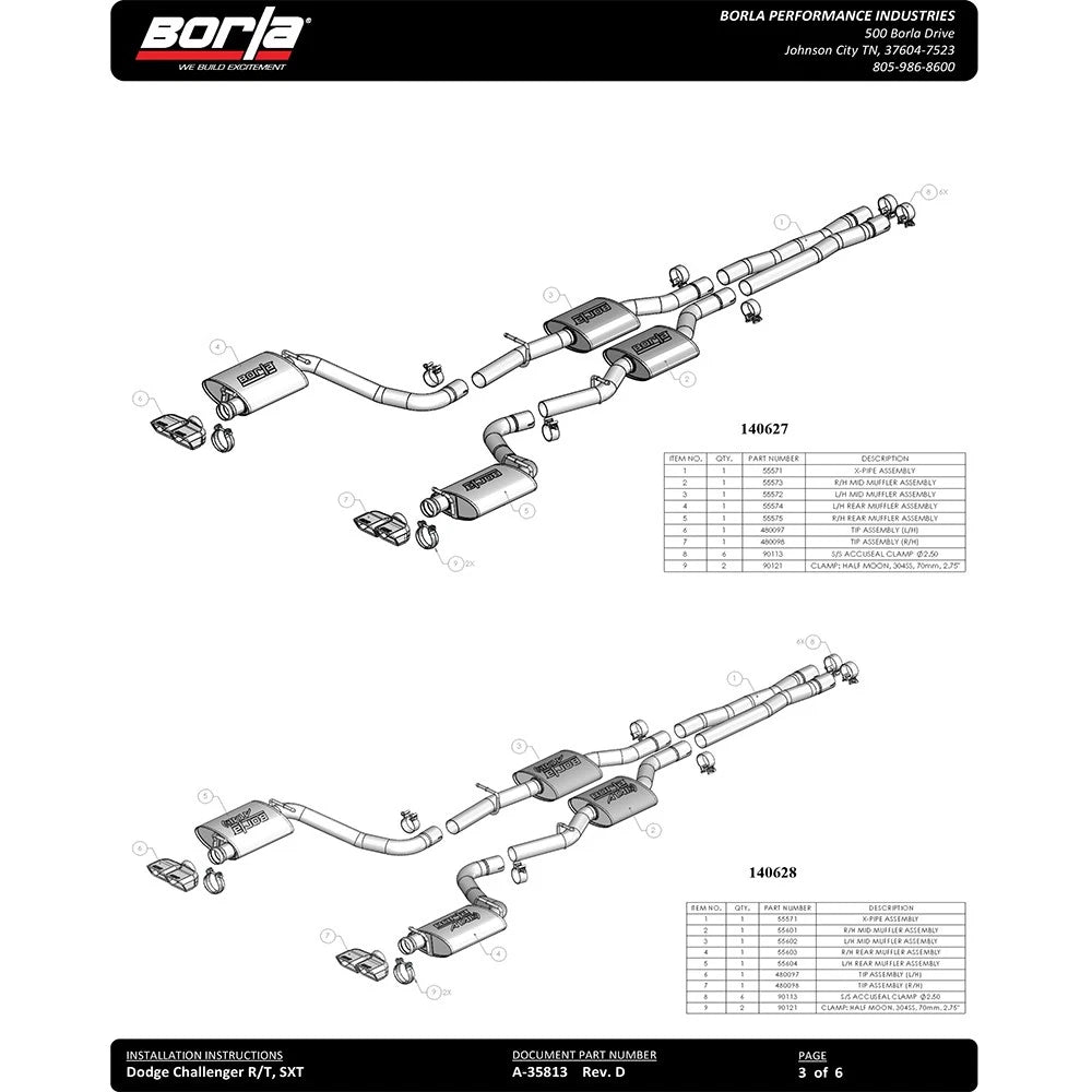 Borla Cat-Back Exhaust System - ATAK | 2015-2020 Dodge Challenger 3.6L (140650)