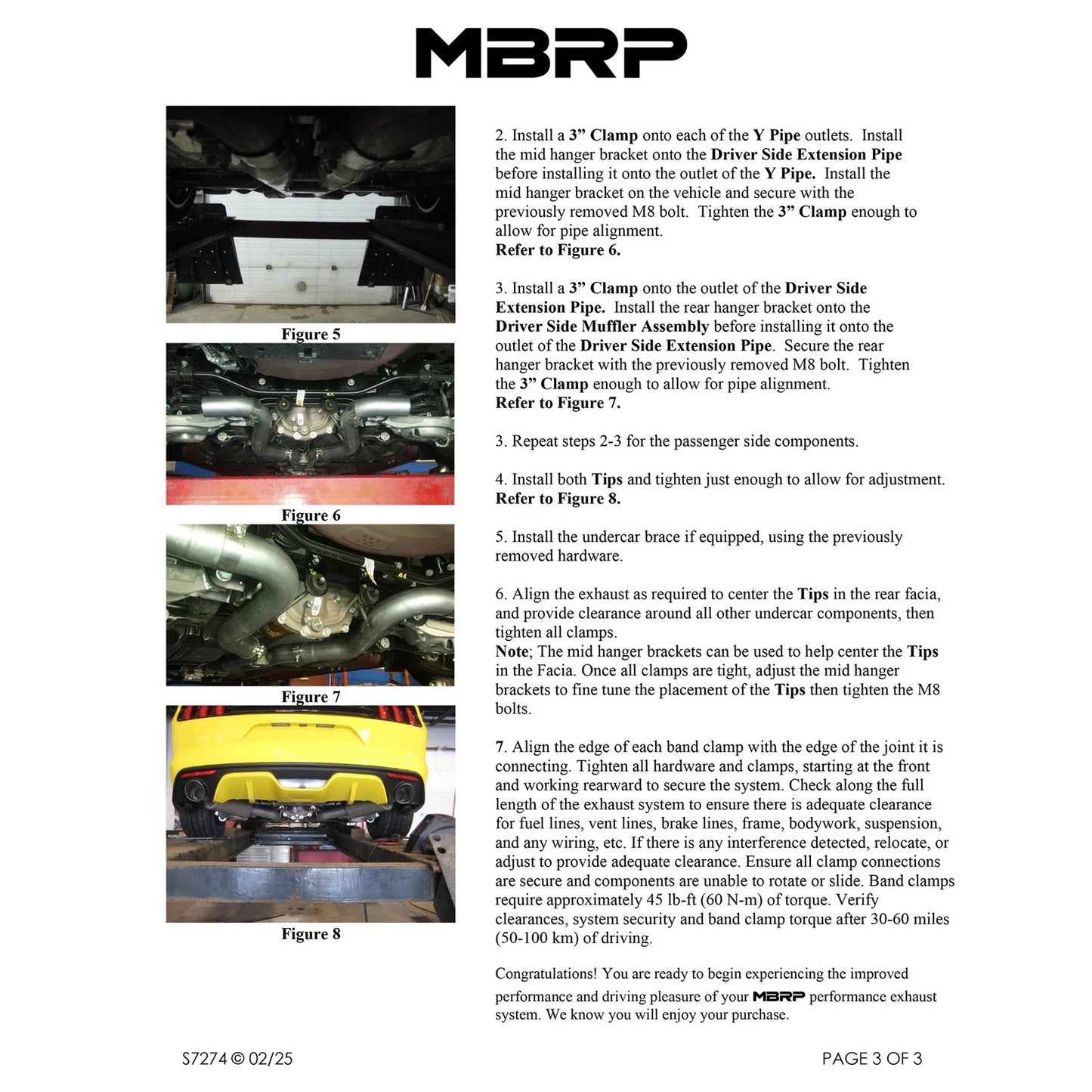 MBRP T409 Stainless Steel 3" Cat-Back - Dual Split Exit | 2015-2024 Ford Mustang EcoBoost (S7274409)