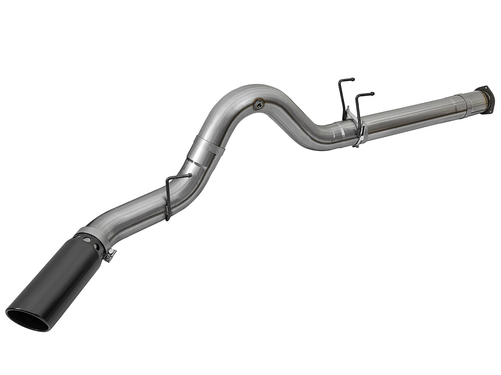 aFe Large Bore HD 5in 409 SS DPF Back Exhaust w/ Black Tip | Ford Diesel Trucks V8 6.7L (49-43090-B)