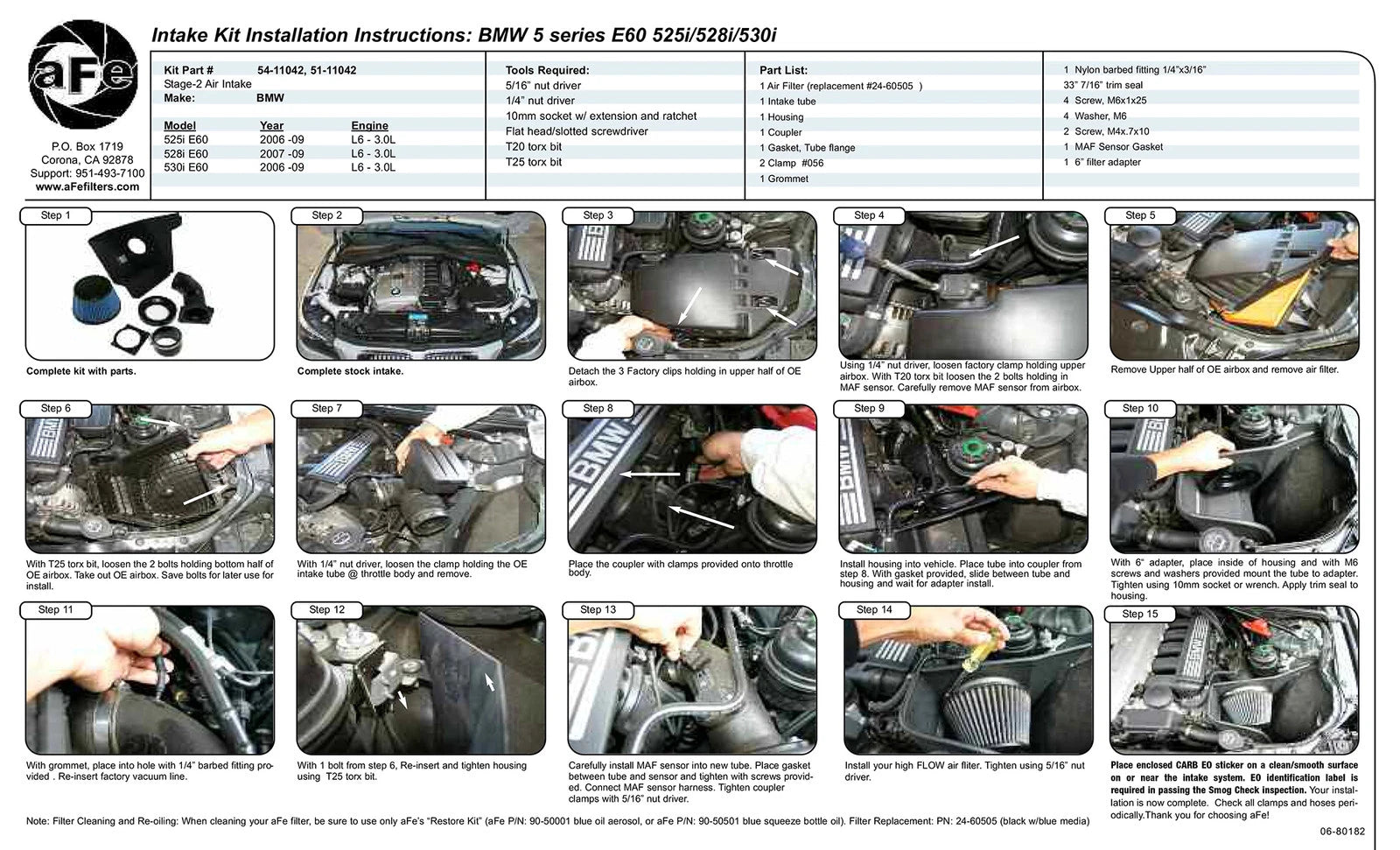 aFe Magnum FORCE Stage-2 Cold Air Intake L6 3.0L | BMW 5-Series (E60) (06-09) (54-11042)