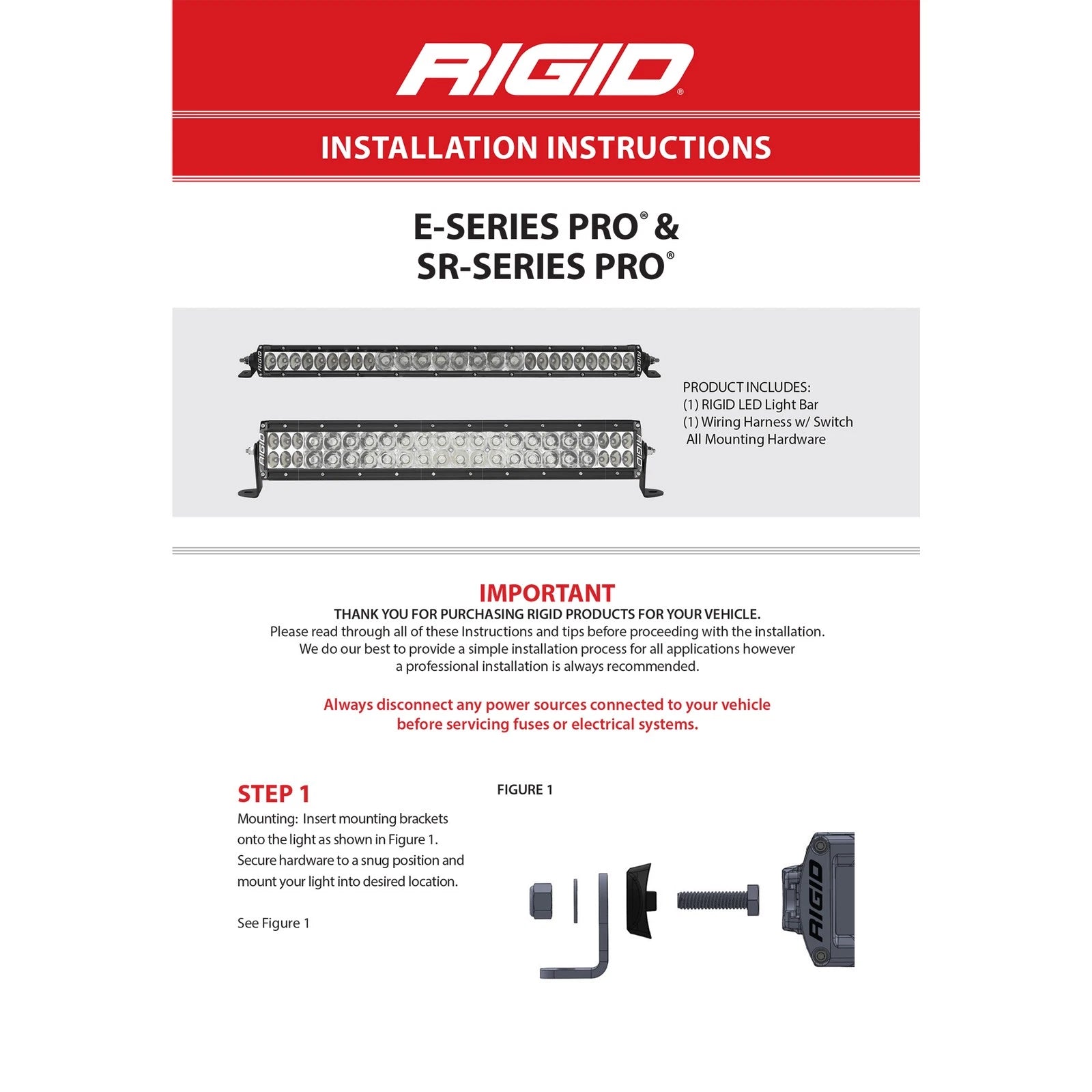 Rigid 46726 SR-Series 40 inch Roof Rack LED Light Bar Black for 2021-2024 Bronco