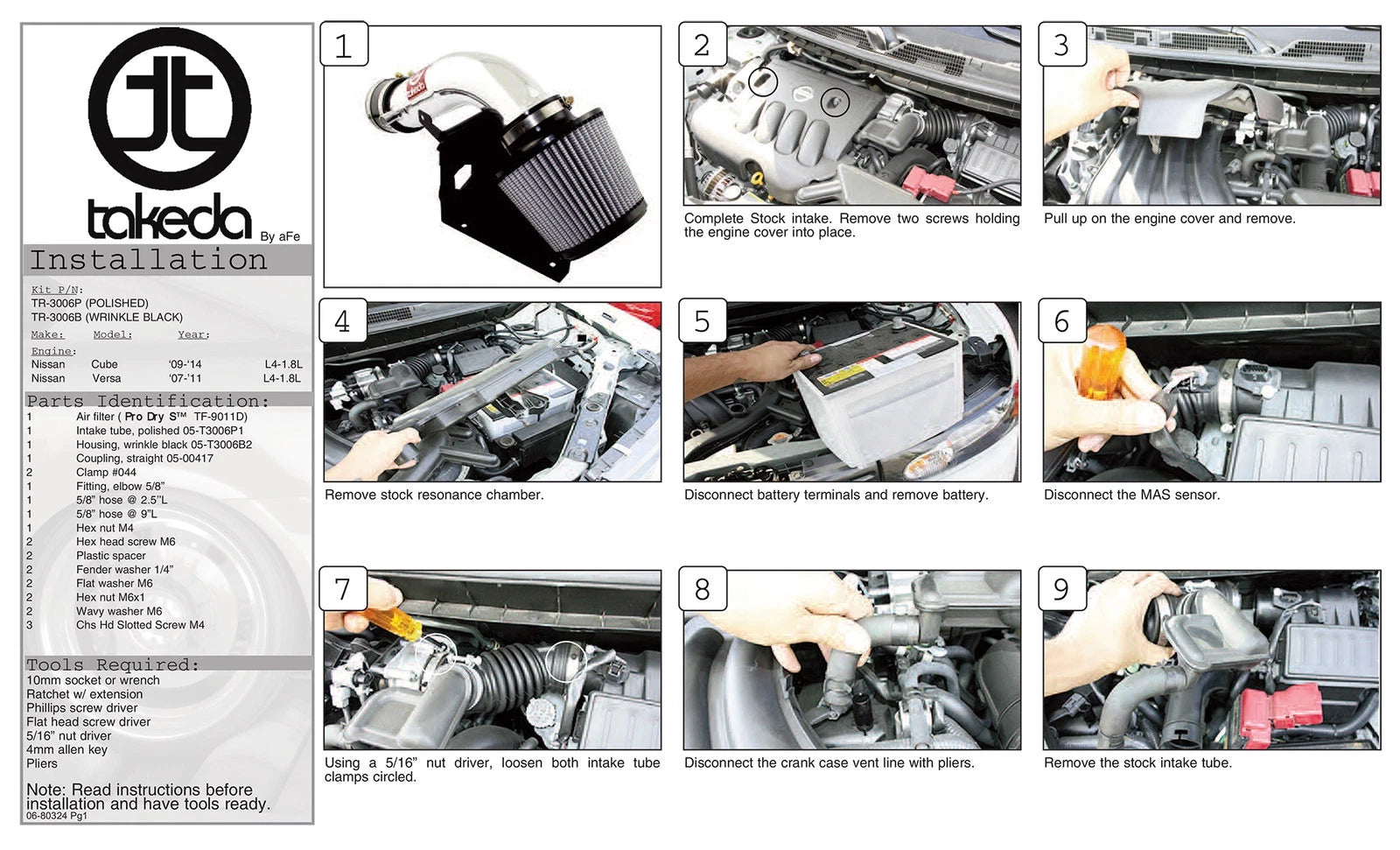 aFe Takeda Stage-2 PDS AIS Cold Air Intake | Nissan Cube L4-1.8L (09-12) (TR-3006P)