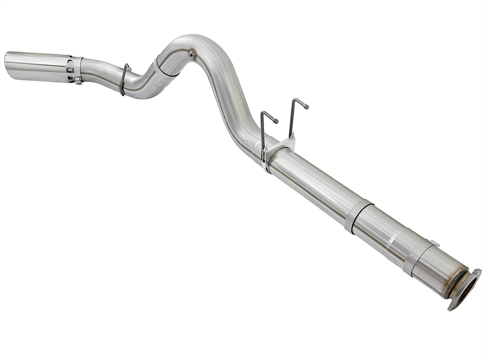 aFe 5in DPF-Back Alum Steel Exhaust w/Polished Tip | Ford Diesel Trucks V8 6.7L (49-03090-P)