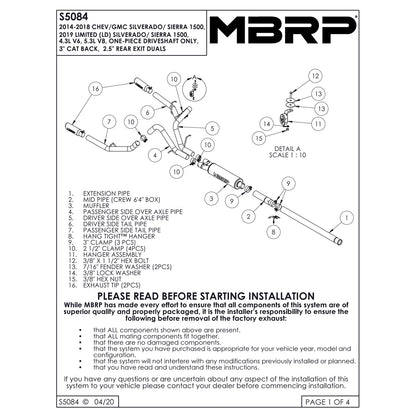 MBRP 3in T409 Dual Split Rear Exit Cat-Back | Chevy/GMC 1500 (14) (S5084409)