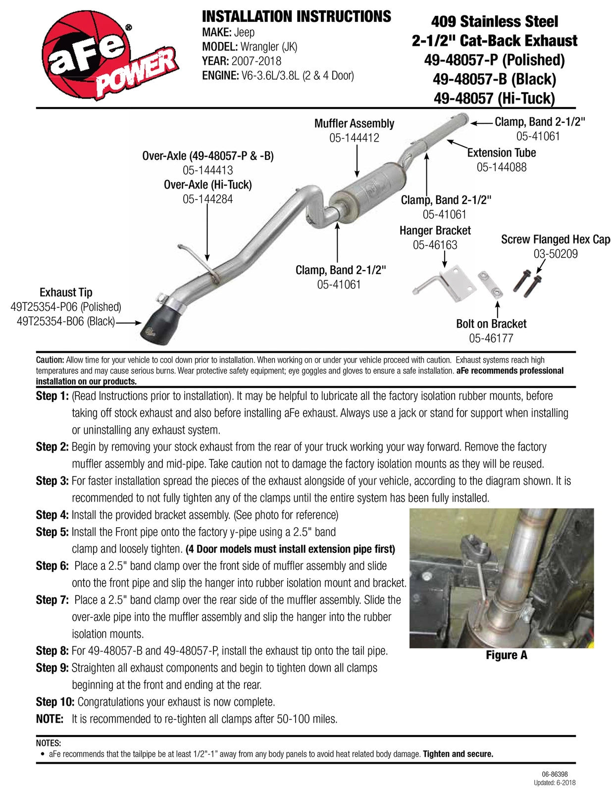 aFe 2.5in 409 SS Cat-Back Hi-Tuck Exhaust Jeep Wrangler V6 (07-17) (49-48057)