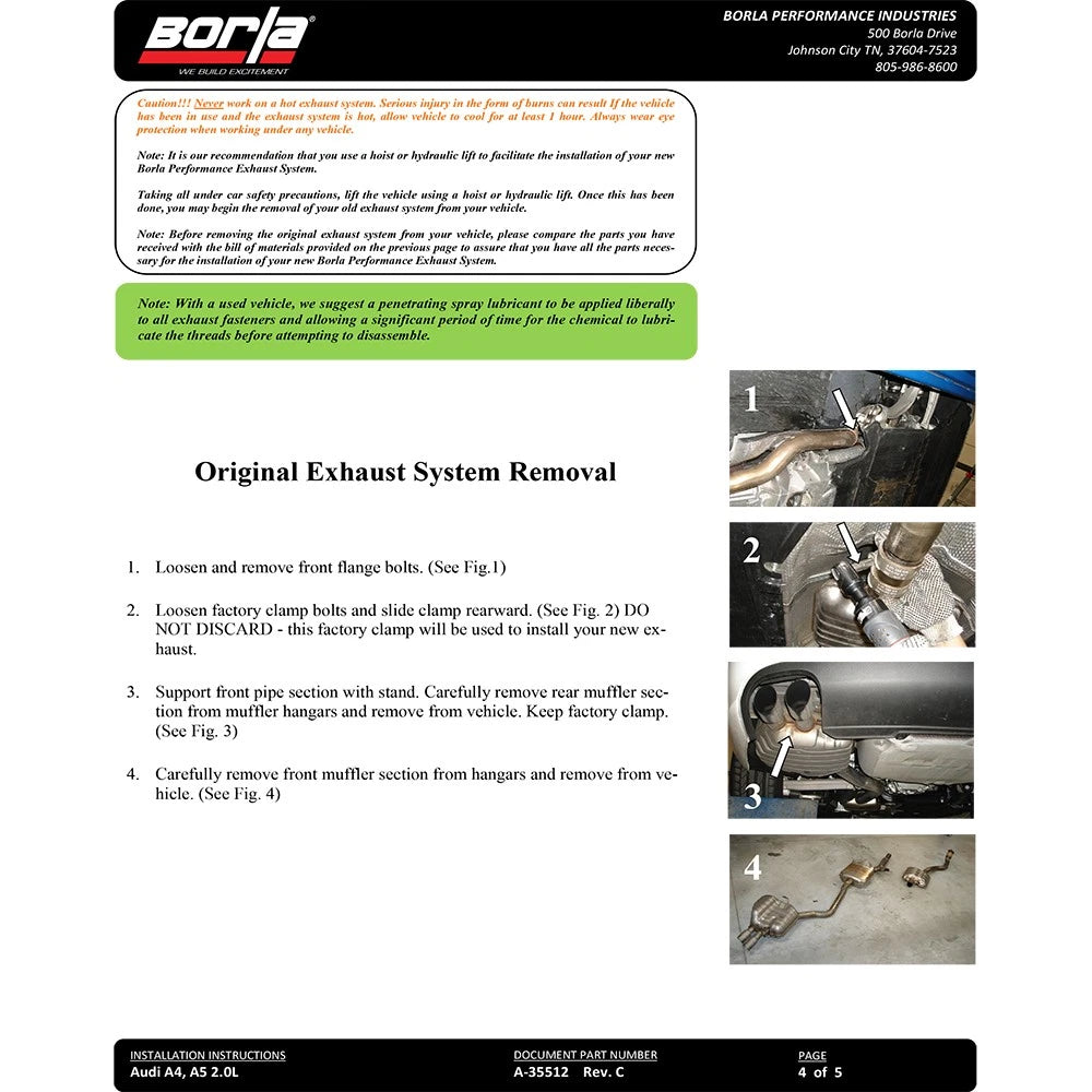 Borla Cat-Back Exhaust System - S-Type | 2010-2016 Audi A5 Quattro 2.0L (140733)