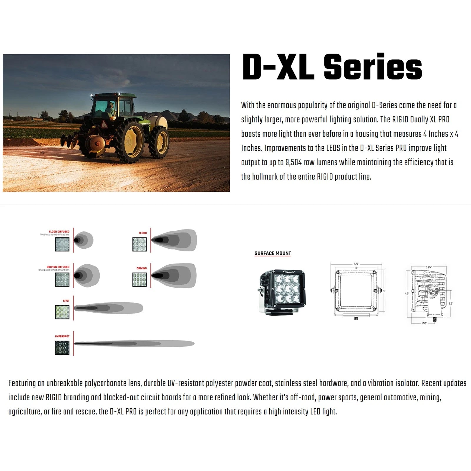 Rigid Industries Rigid D-XL Pro LED Light - Flood / Surface / Black Housing / Pair (RIG322113)