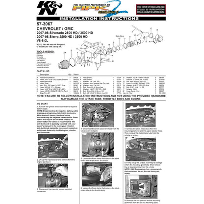 K&N 07-08 Chevrolet Silverado/GMC Sierra HD 6.0L V8 Performance Intake | Chevrolet Silverado / GMC Sierra HD (07-08) (57-3067)