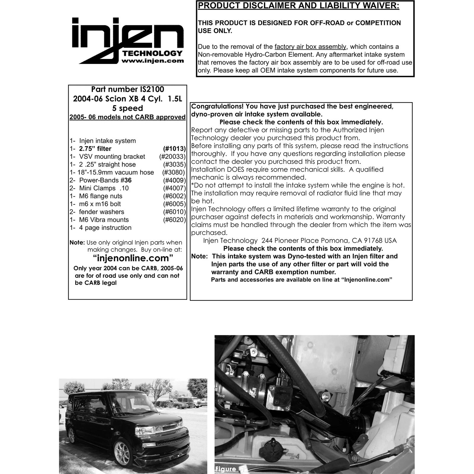 Injen Polished Short Ram Cold Air Intake System | Scion xB (04-06) (IS2100P)