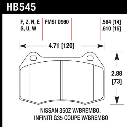 Hawk HPS Brake Pads - Front w/ Brembo | Nissan / Infiniti Multiple Fitments (HB545F.564)