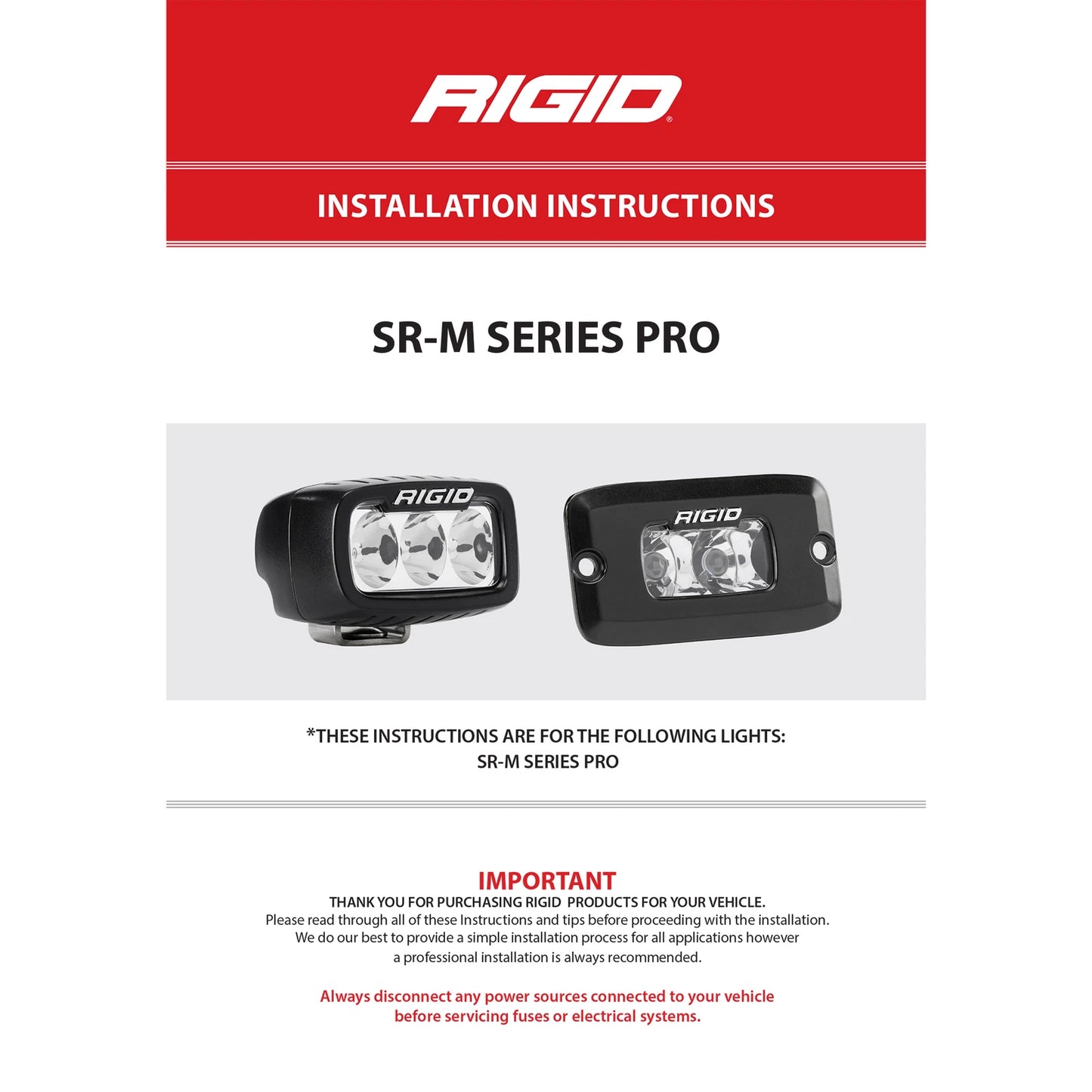 Rigid SR-M Series Pro LED Light | Flood Diffused / Surface (RIG902513)