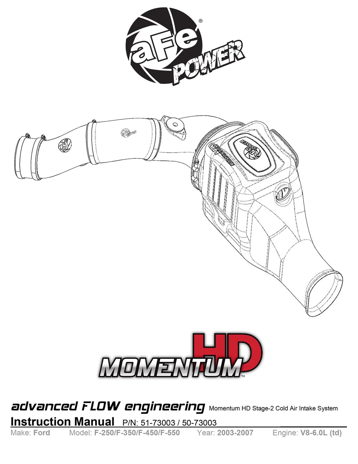 aFe Momentum HD Cold Air Intake | Ford V8-6.0L (03-07) (51-73003)