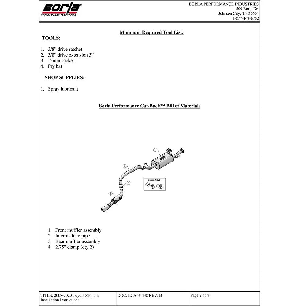 Borla Cat-Back Exhaust System - Touring | 2008-2020 Toyota Sequoia 5.7L (140277)