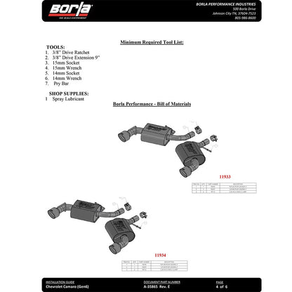 Borla ATAK Axle-Back Exhaust | 2016-2021 Chevrolet Camaro 2.0T (11934)