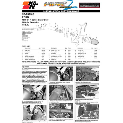 K&N Performance Intake Kit | Ford F-Series Super Duty V8 (99-04) (57-2525-2)