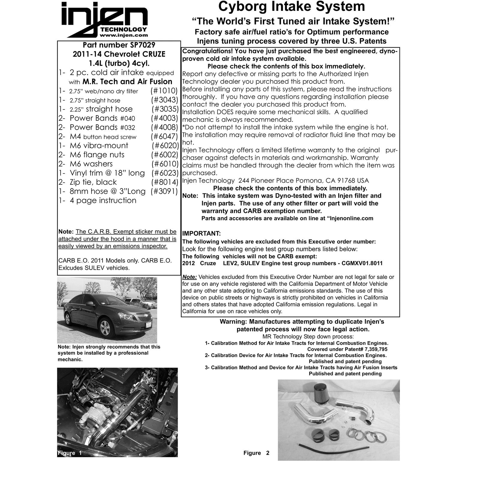 Injen Black Cold Air Intake System | Chevrolet Cruze 2011-2014 1.4L Turbo 4-Cyl (SP7029BLK)