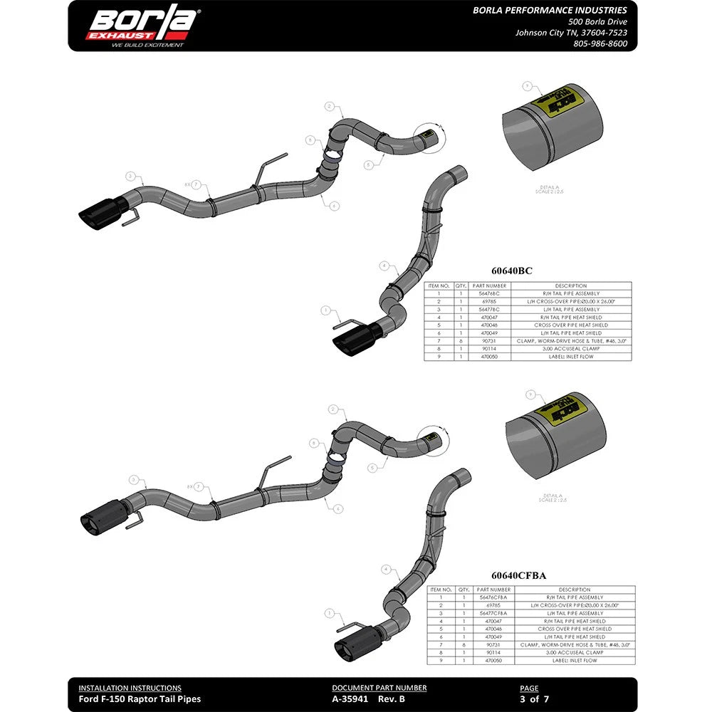 Borla Connection Pipes - Tail Pipes | Multiple Fitments (60640)