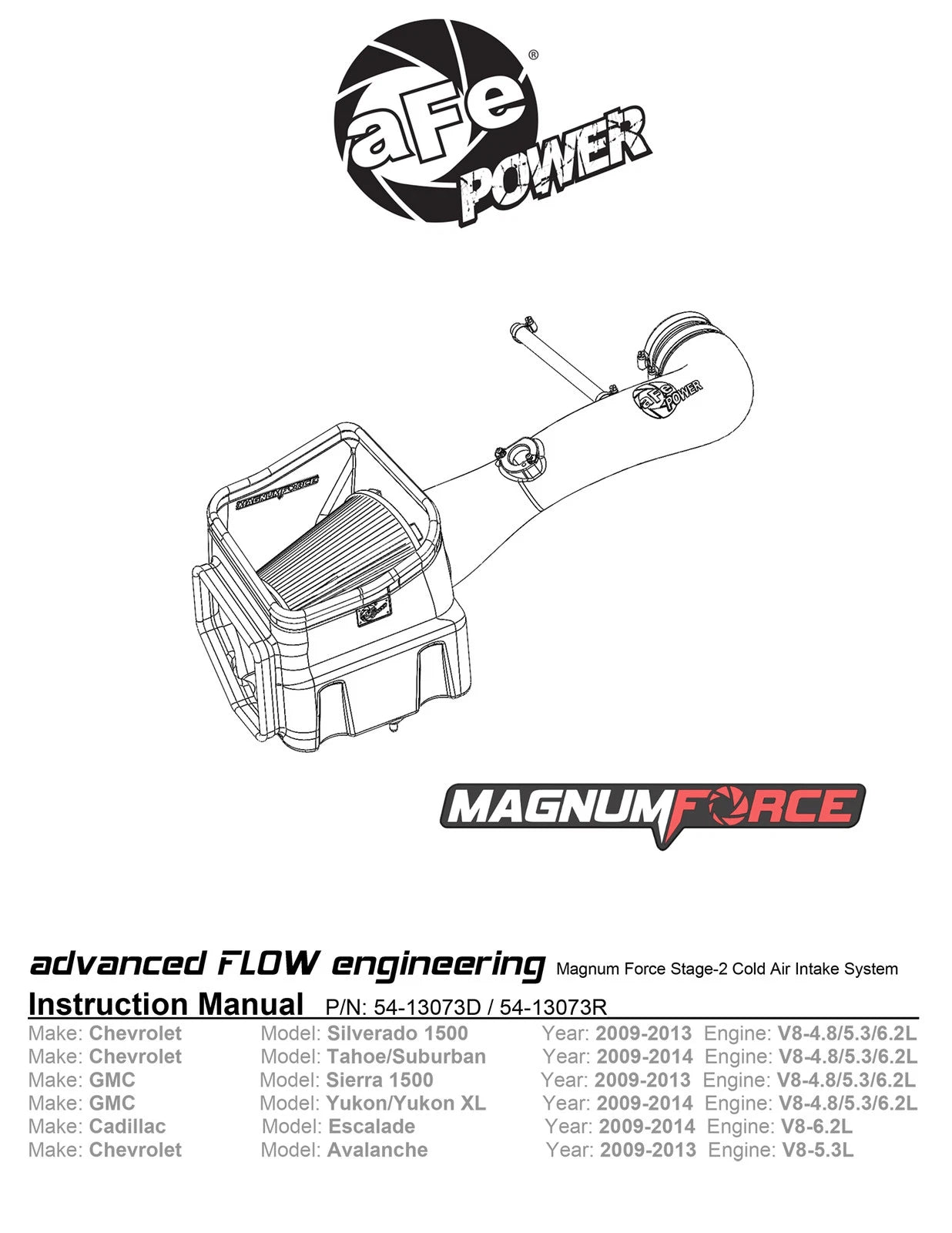 aFe Magnum FORCE Stage-2 Pro DRY S Cold Air Intake | Chevy Silverado/GMC Yukon (09-14) (54-13073D)