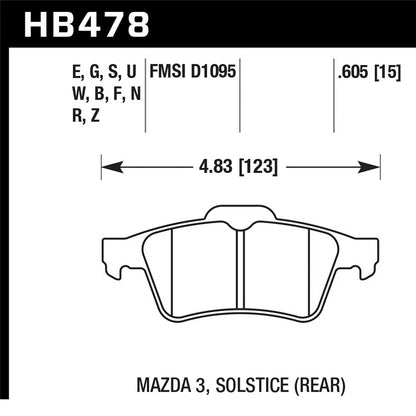 Hawk Performance HPS Street Rear Brake Pads | Ford Focus ST (2013–2014) / Mazda / Volvo (HB478F.605)