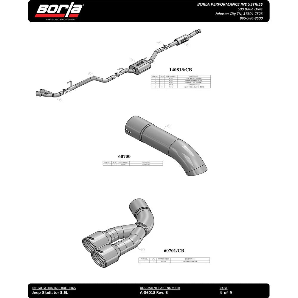 Borla Cat-Back Exhaust System - ATAK | 2020-2020 Jeep Gladiator 3.6L (140810)
