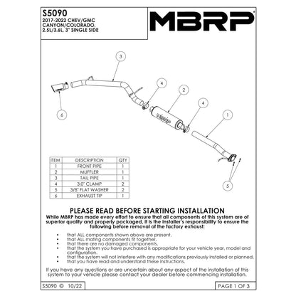 MBRP 3in Cat-Back Single Side Exit Exhaust w/ 4in Tip | Chevrolet Colorado (17+) (S5090AL)