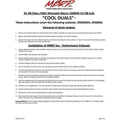 MBRP 2.5in. Dual Split Side Cat-Back | Chevy/GMC 1500 HD 6.0L (03-07) (S5008409)