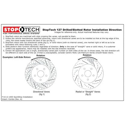StopTech 127.33069R Rear Right Drilled Brake Rotor for 00-06 TT / 02-06 VW Golf