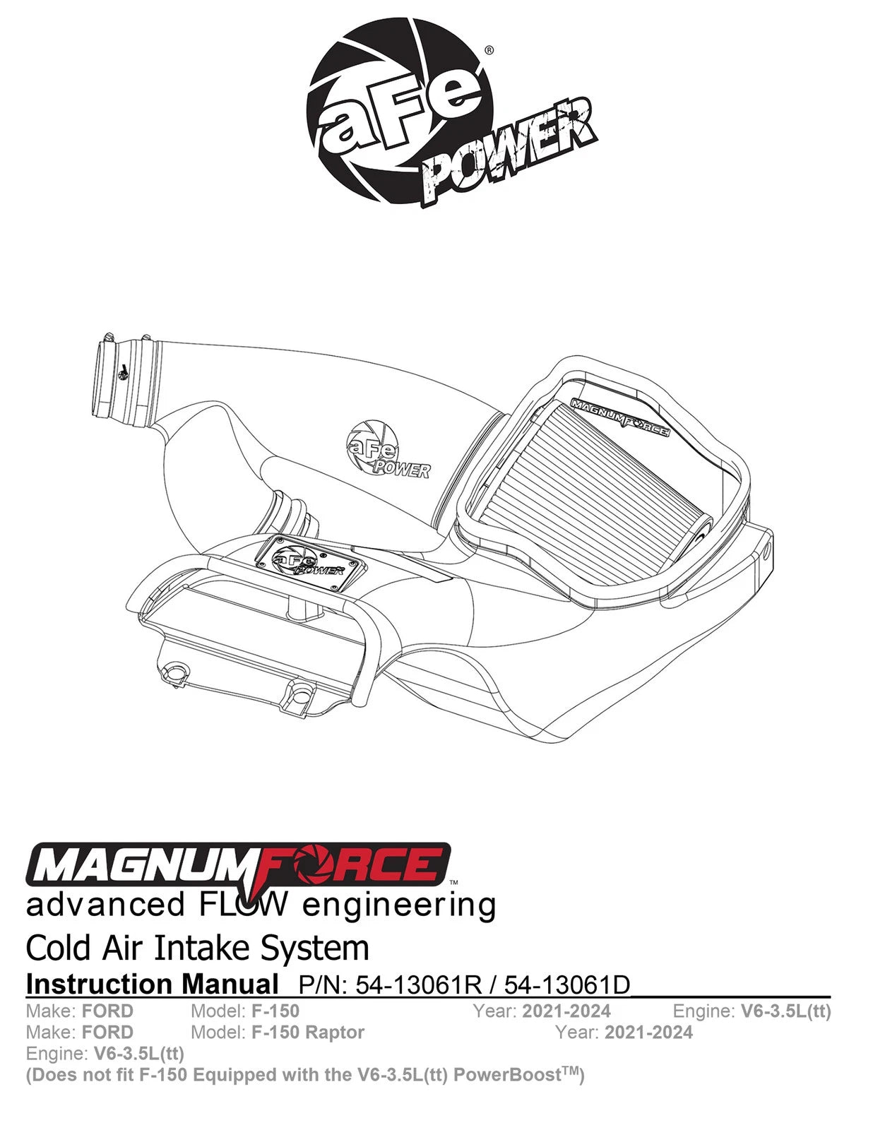 aFe MagnumFORCE Stage-2 Pro DRY S Intake | Ford F-150 V6-3.5L (21) (54-13061D)