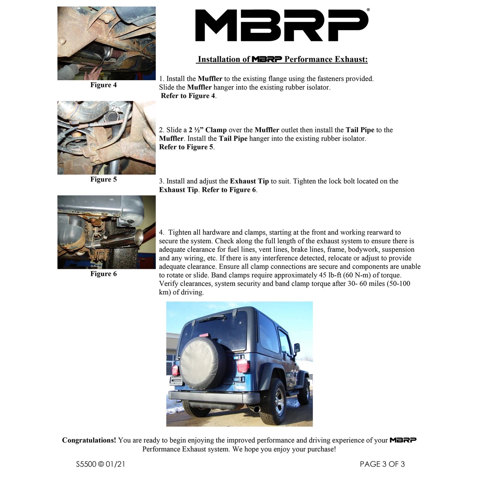 MBRP 2.5in Cat-Back Single Side Exit Exhaust (Aluminum) | Jeep Wrangler (JK) 2000-06 (S5500AL)