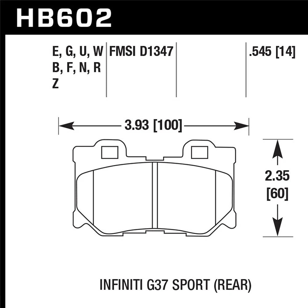 Hawk HPS Brake Pads - Rear | 2009-2012 Infiniti G37X (HB602F.545)