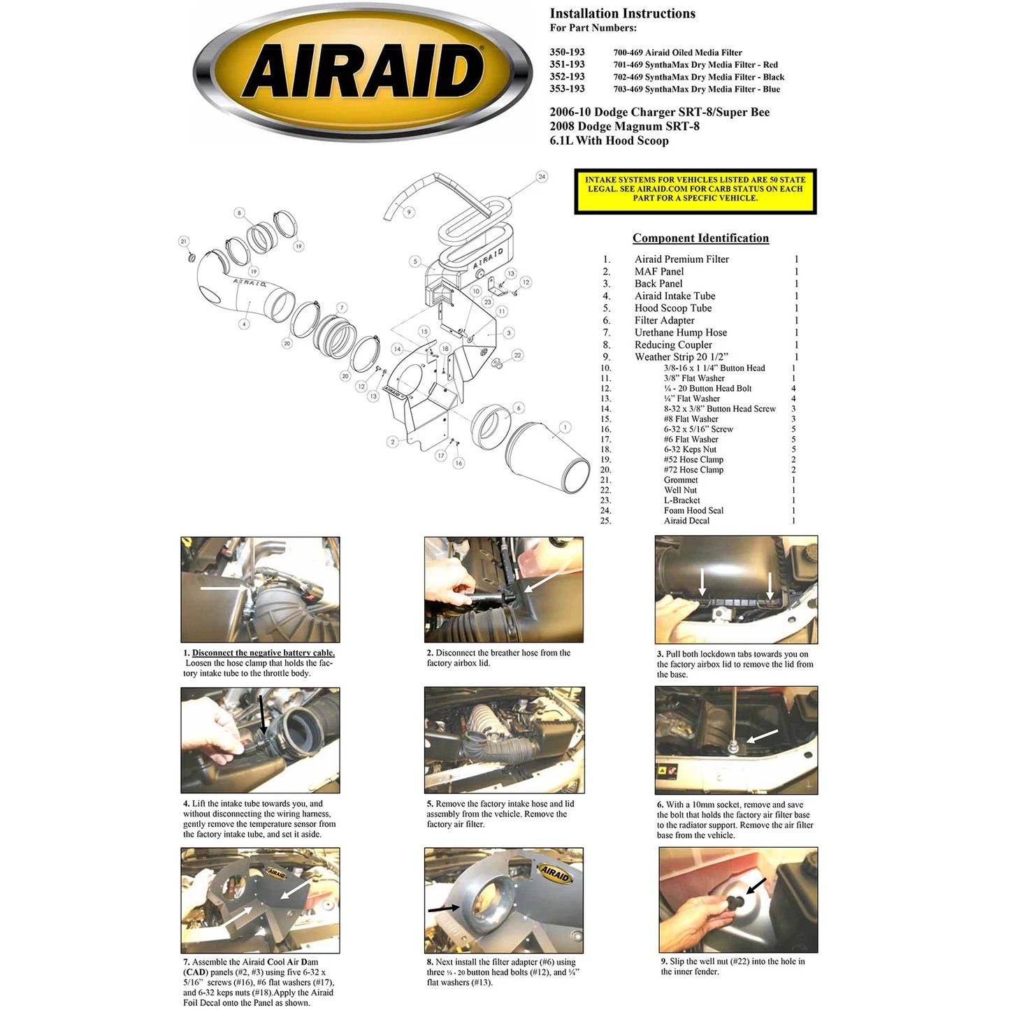 Airaid CAD Intake System | Dodge Charger / Magnum 6.1L (06-10/08) (350-193)
