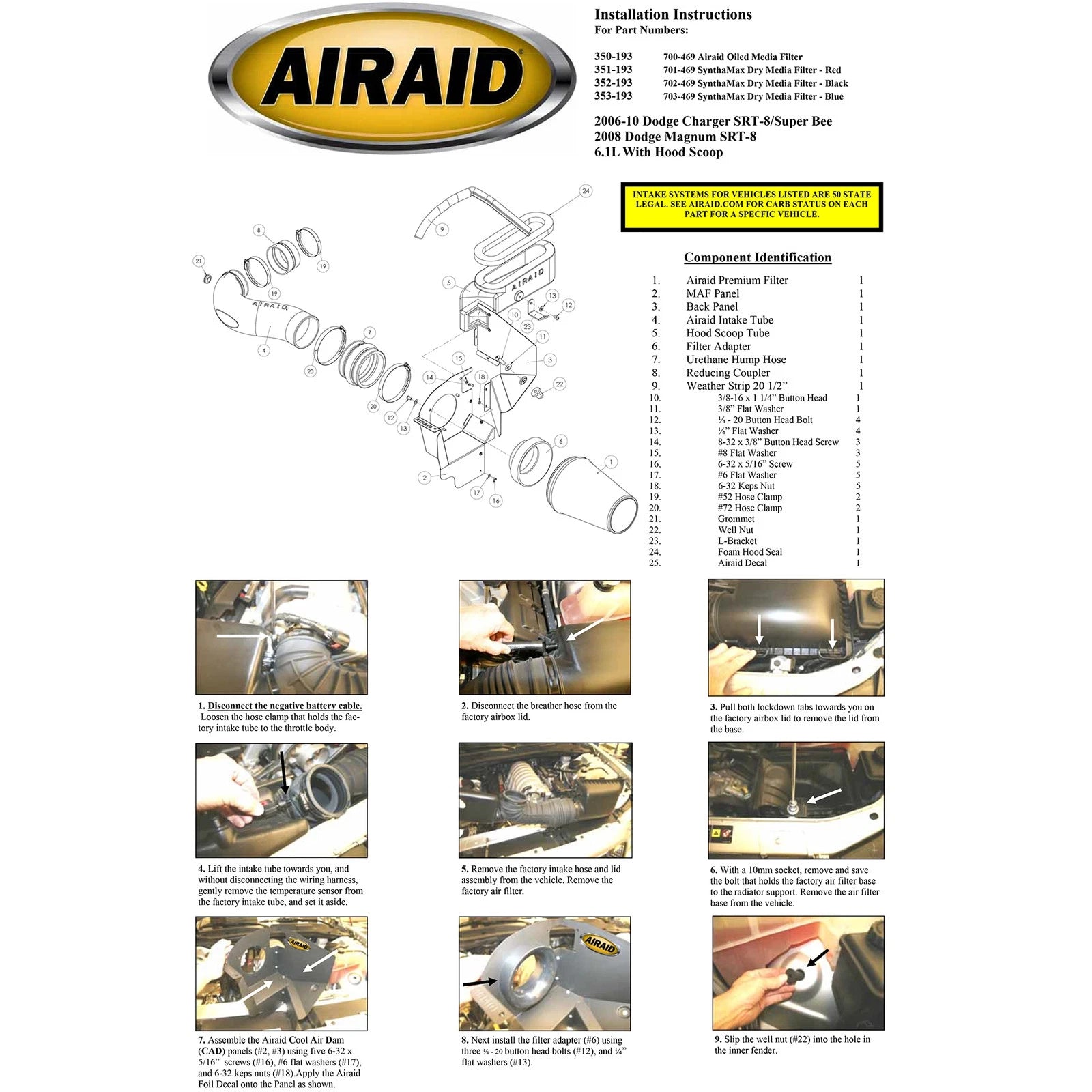 Airaid CAD Intake System | Dodge Charger / Magnum 6.1L (06-10/08) (350-193)