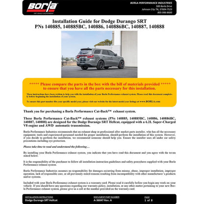 Borla Cat-Back Exhaust System - ATAK | 2018-2020 Dodge Durango SRT 6.4L (140792)