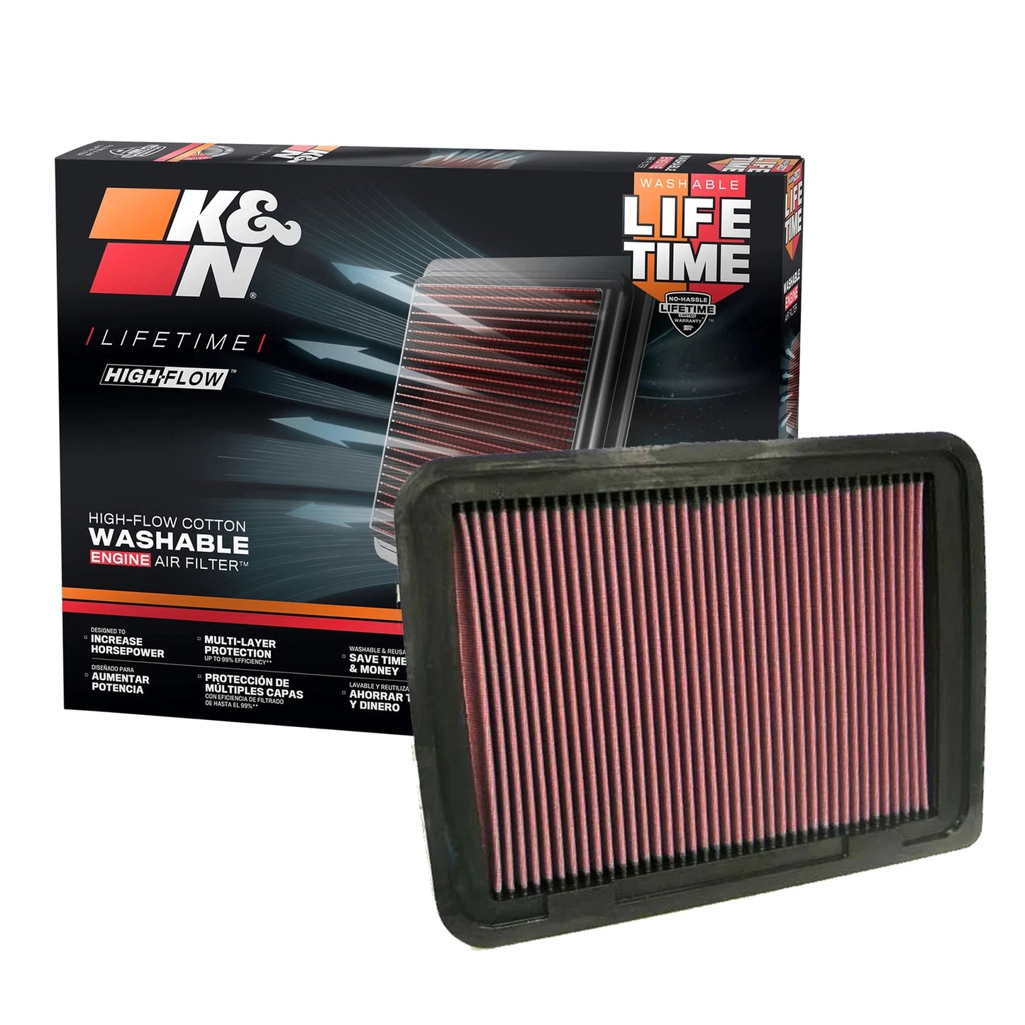K&N 33-2306 High Flow Performance Air Filter for 2005-2023 Toyota Tacoma 2.7L