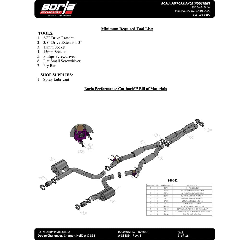 Borla Cat-Back Exhaust System - ATAK | 2015-2020 Dodge Challenger 6.4L (140641)