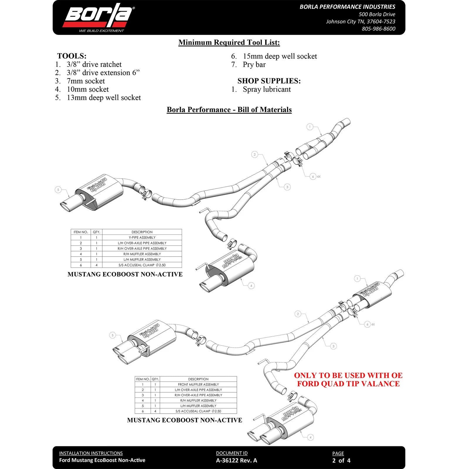 Borla 2.3L EcoBoost ATAK CF Catback Exhaust | Ford Mustang (24) Non-Active (140982CFBA)