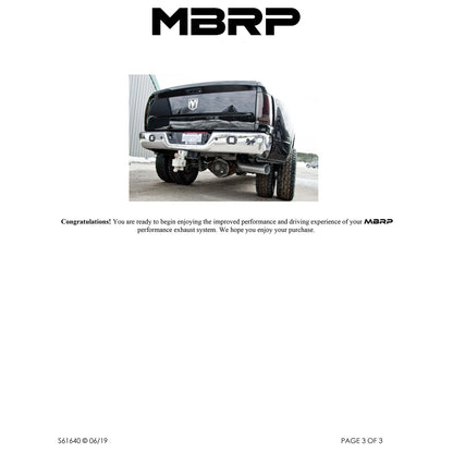 MBRP 13-14 Dodge Ram 2500/3500 6.7L Alum Filter Back Exhaust | Dodge 10-26 (S61640AL)