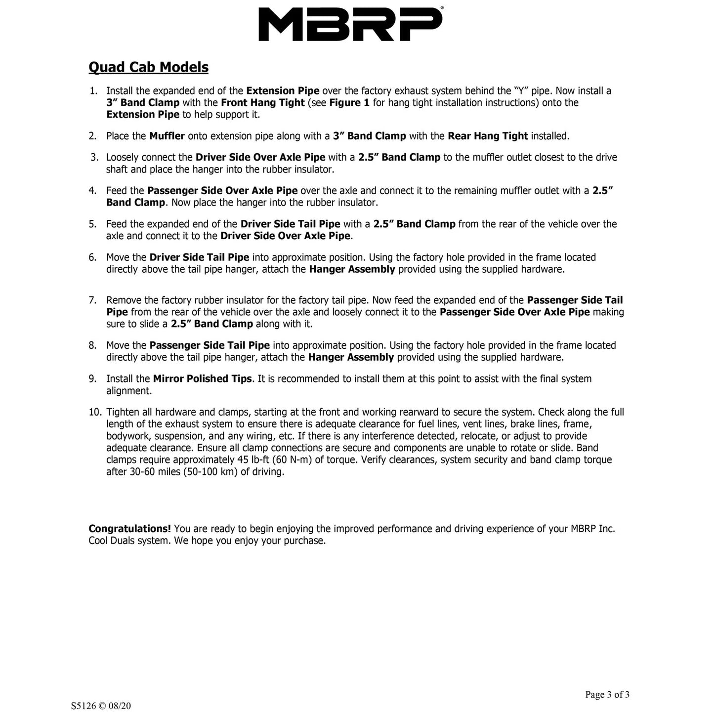 MBRP 3in. D&S Cat-Back Dual Split Rear Exit AL Ram 1500 06-08 (S5126AL)