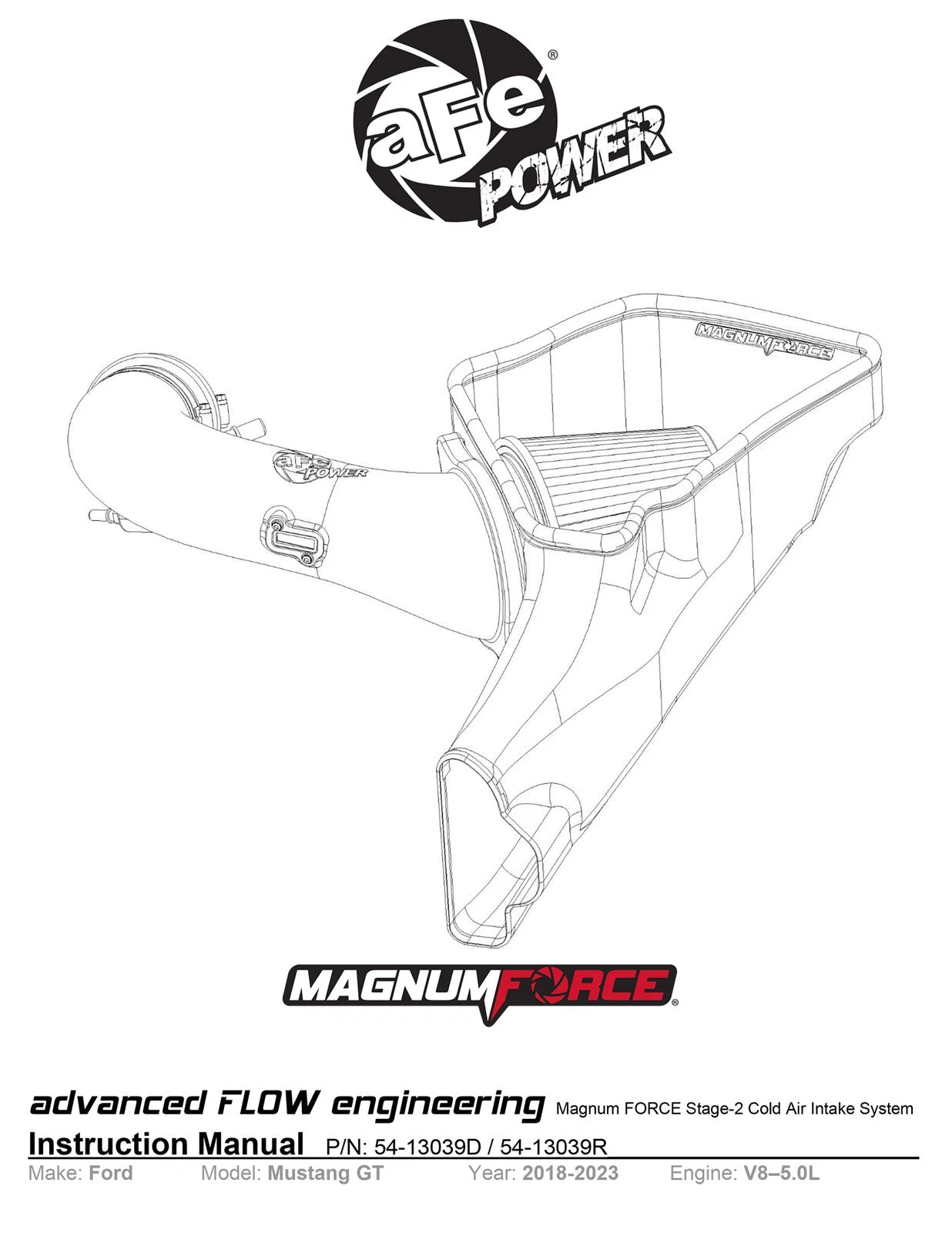 aFe Magnum FORCE Stage-2 Cold Air Intake w/ Pro Dry S | Ford Mustang (18-19) (54-13039R)