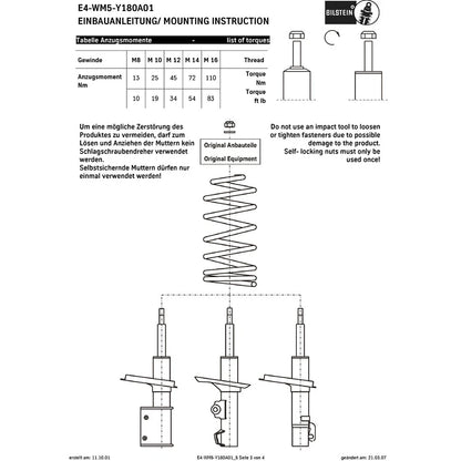 Bilstein B6 Performance Suspension Strut Assembly for 2017-2021 Honda Civic