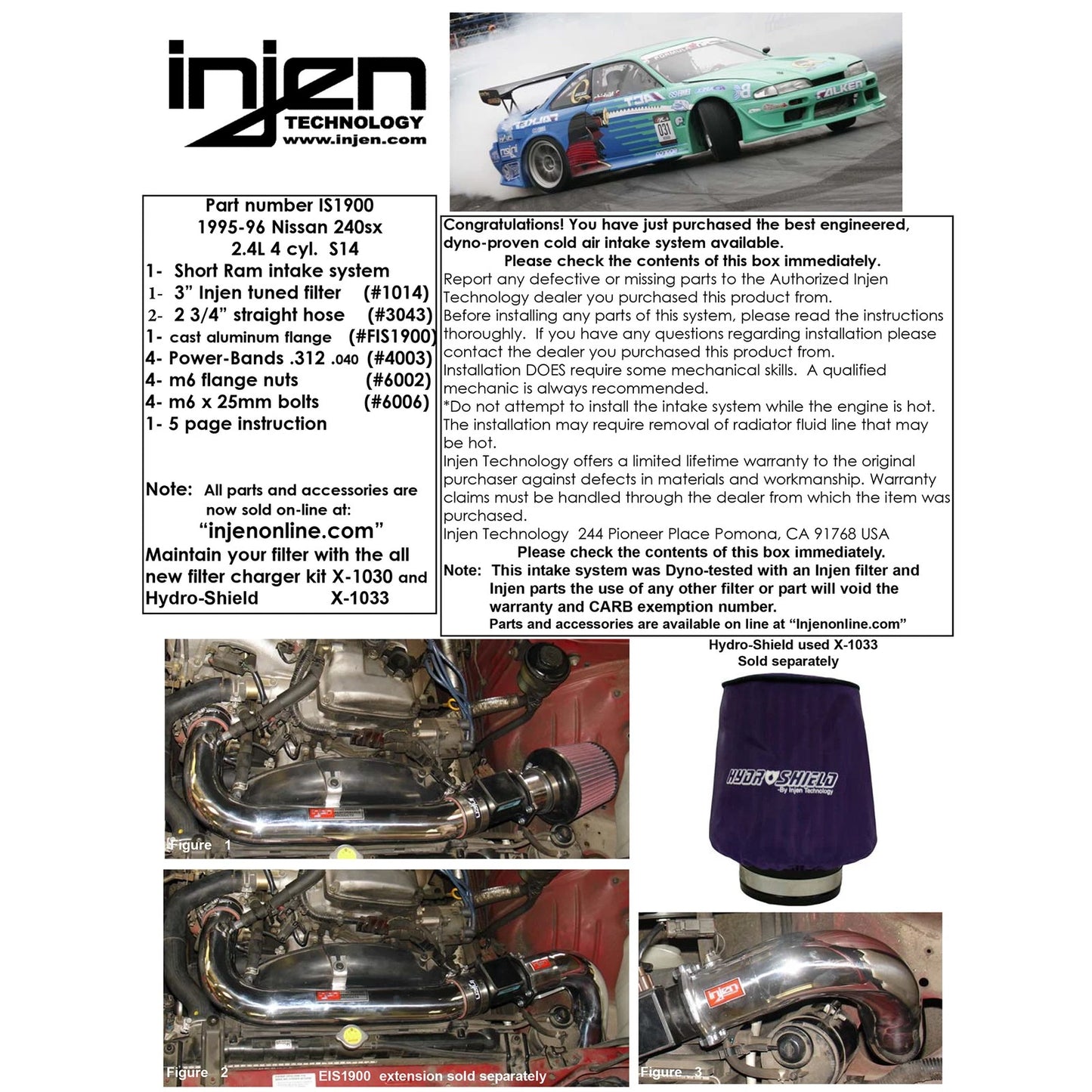 Injen Short Ram Cold Air Intake System | 1995 - 1996 Nissan 240SX (IS1900BLK)